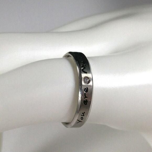 "You are my Love" CZ Stainless Steel Ring Wedding Anniversary Promise US Size 8 - Picture 4 of 11